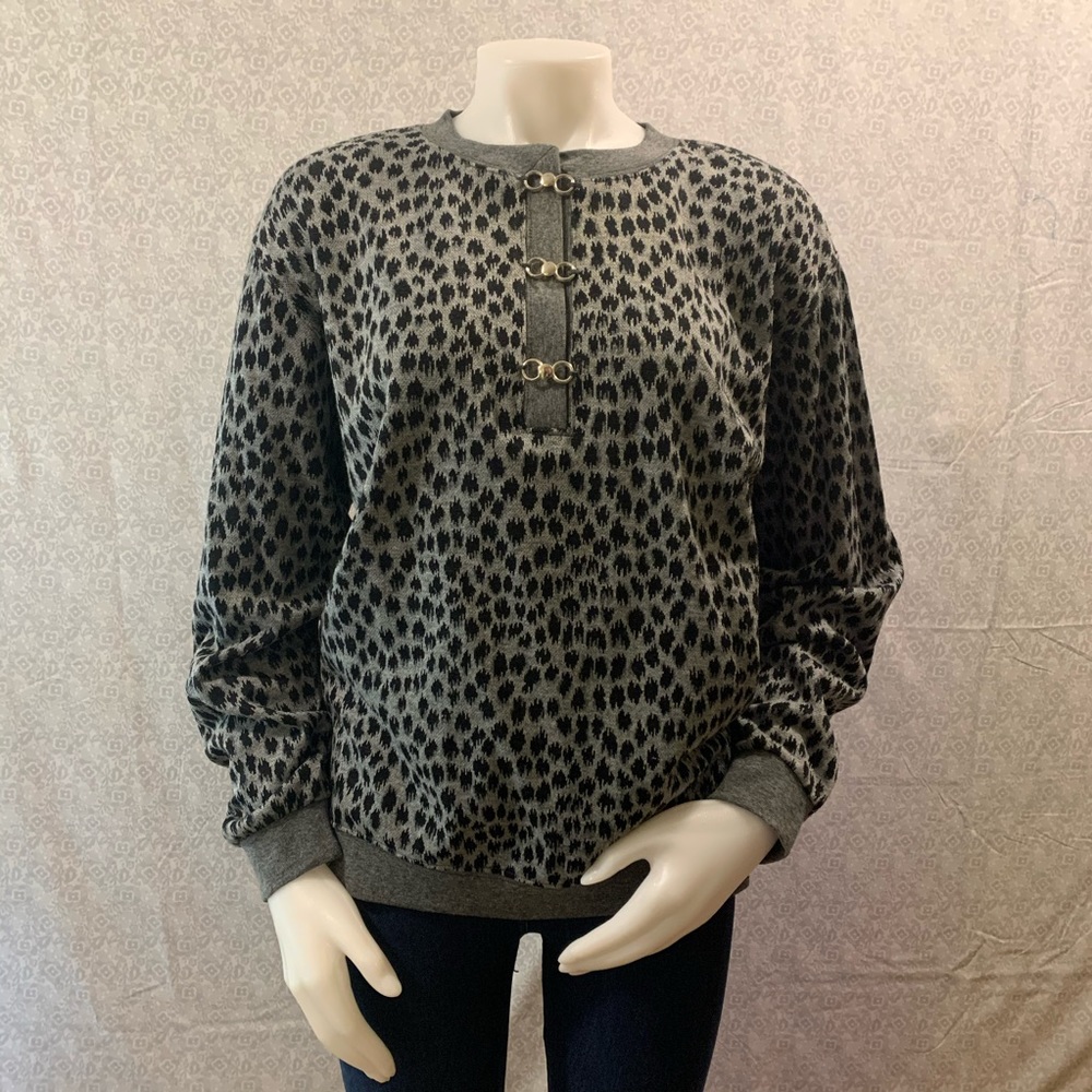 🖤VTG Eccobay Cheetah Print Pull-Over Sweater w/Clasps🖤